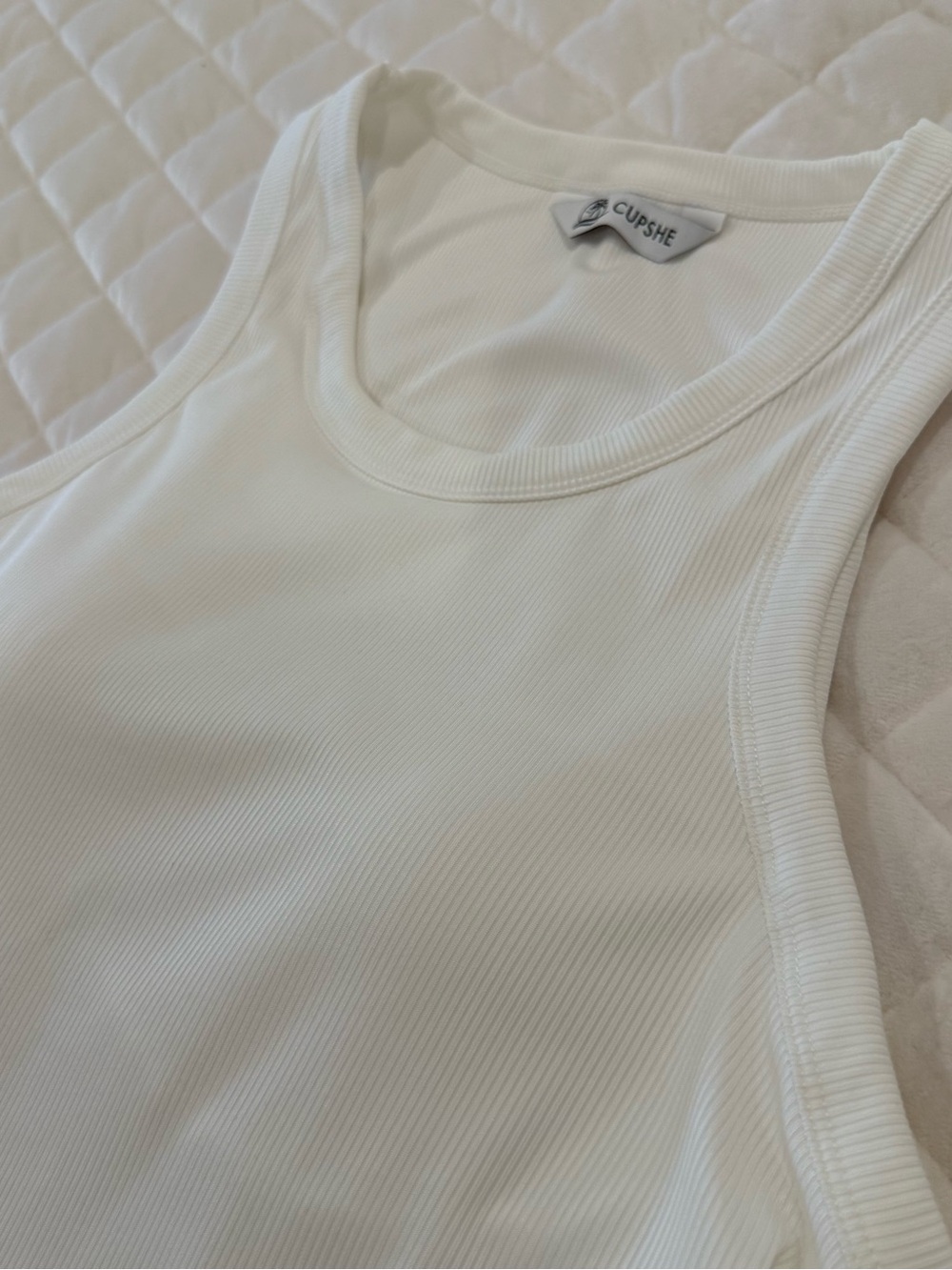 Cupshe White Sleeveless Athletic Racerback Tank Top Size Large